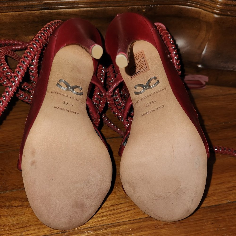IMENA II GARNET CALF SANDALS - Picture 4 of 7